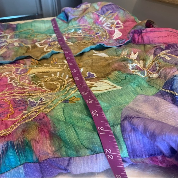 Work of art! Silky look Rainbow embellished Blazer sz large - Picture 5 of 6